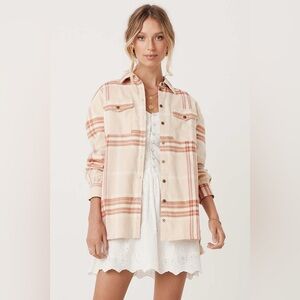 Spell • Basecamp Musk Pink Plaid Oversized Flannel Shirt M